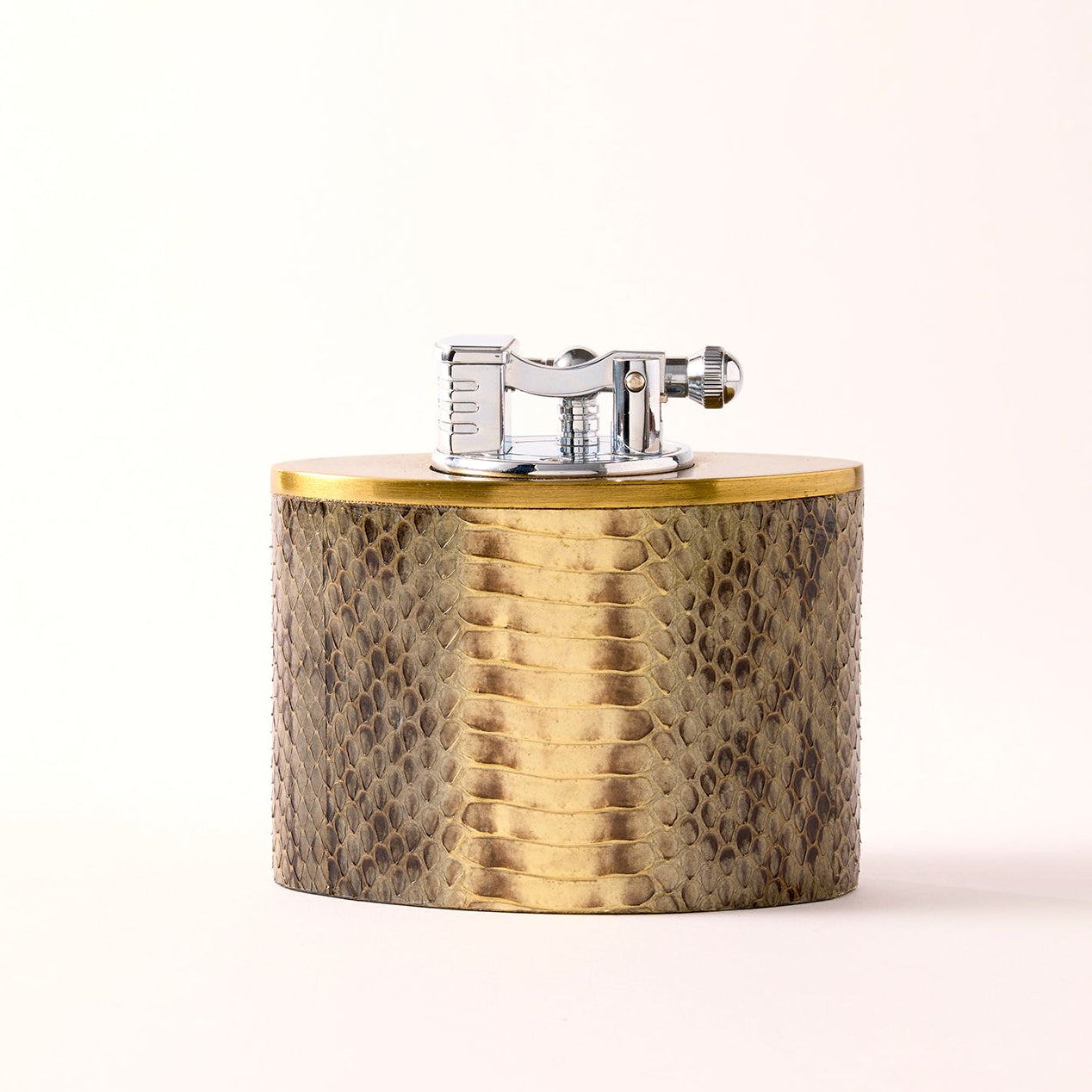 Oval Oversized Lighter | Snakeskin & Brass Accent