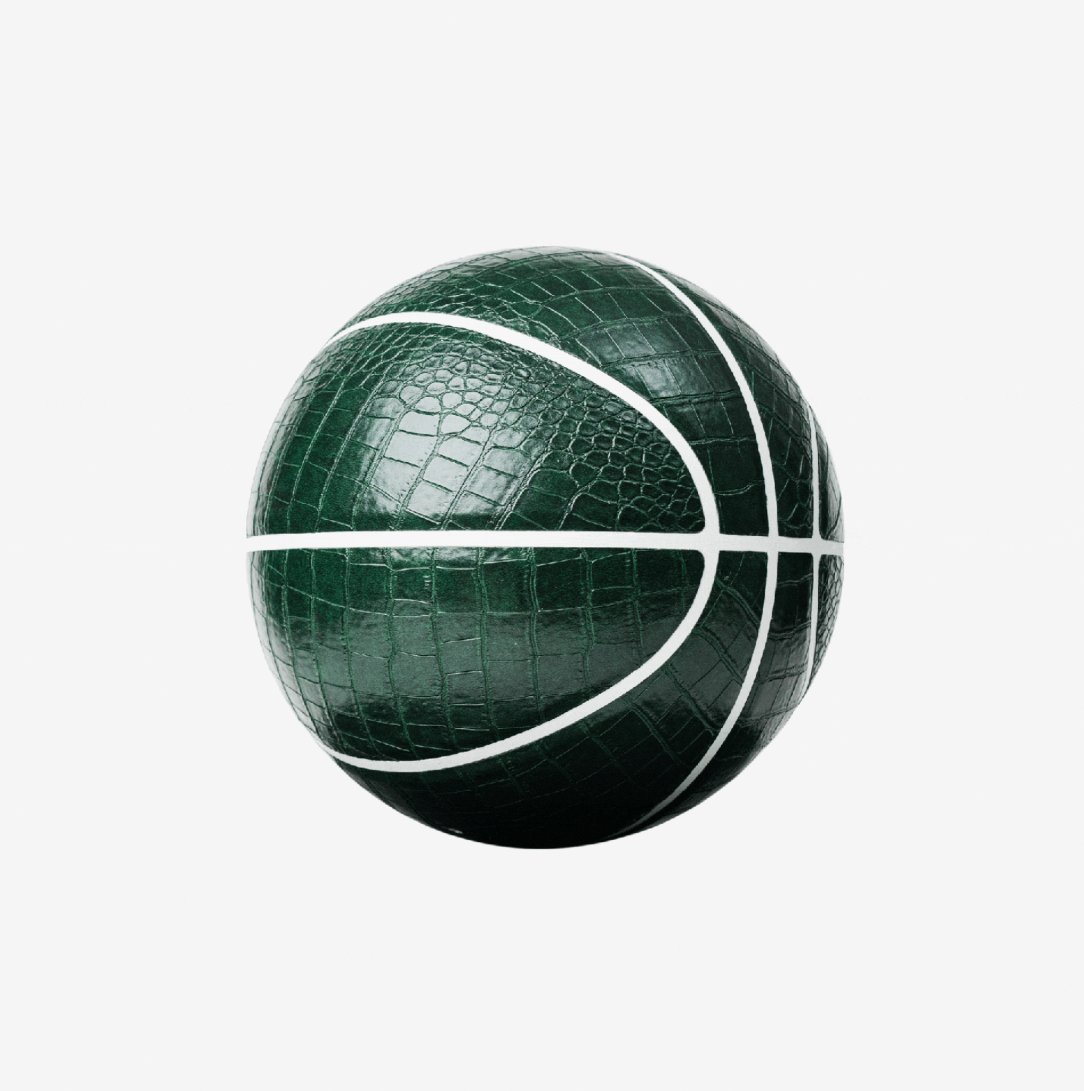Basketball with green crocodile texture on a white background
