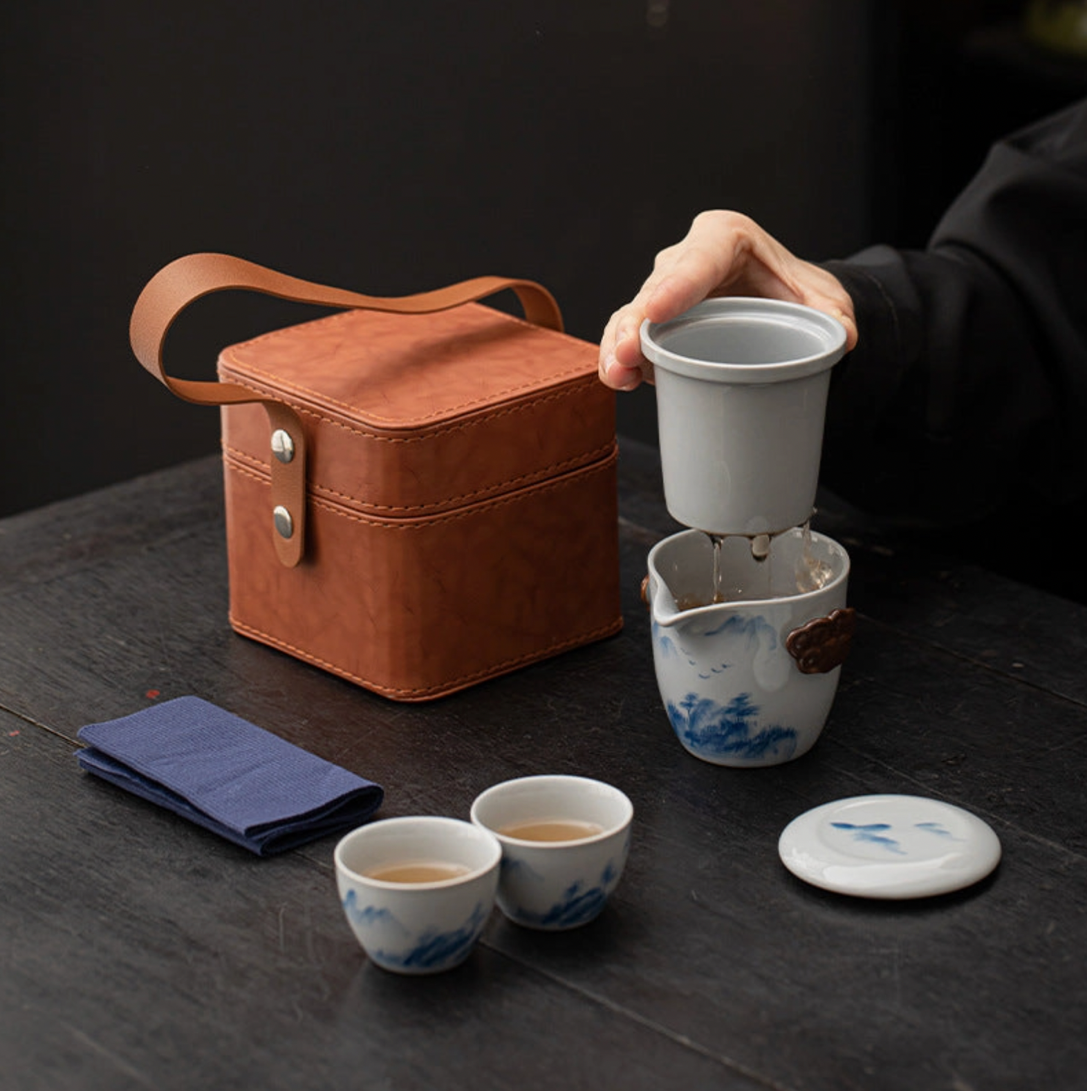 Hand-Painted Travel Teapot Gaiwan Set