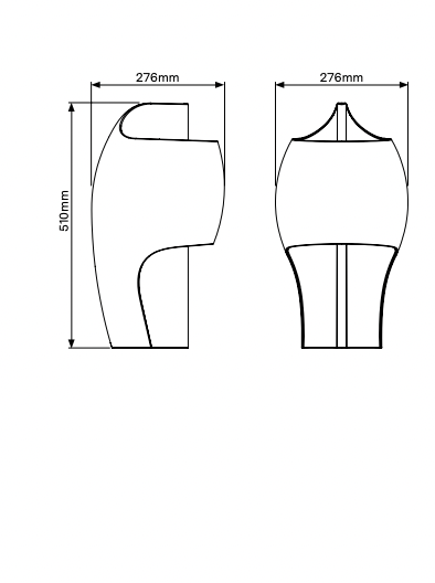 Technical drawing of a cylindrical object with dimensions labeled