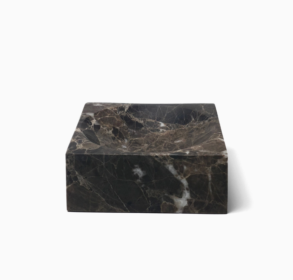 Black marble square on a white background