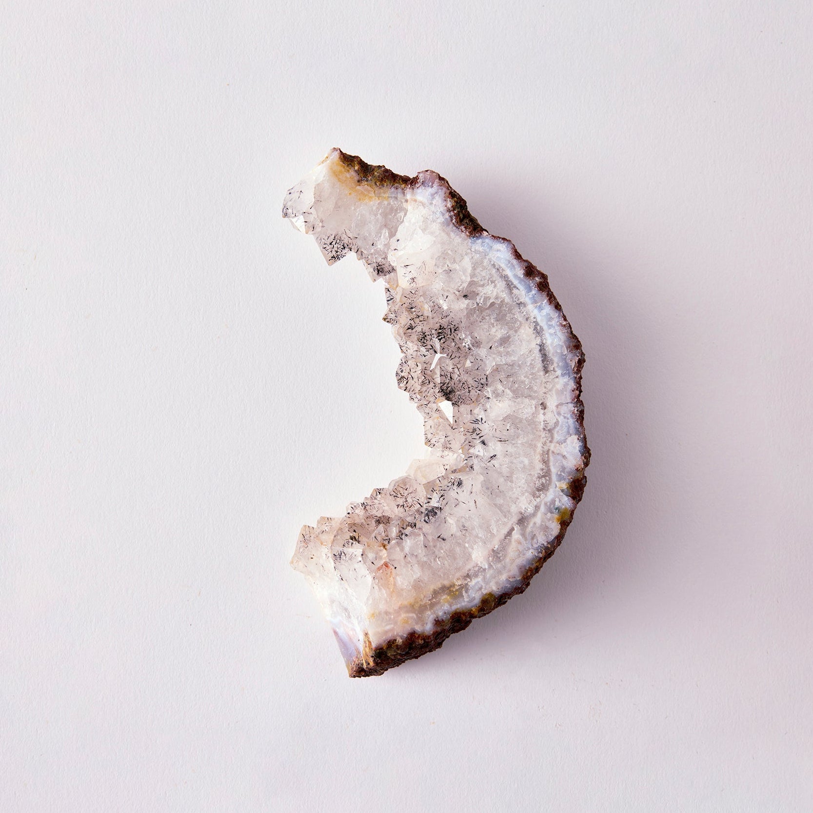 Geode crystal on a white background