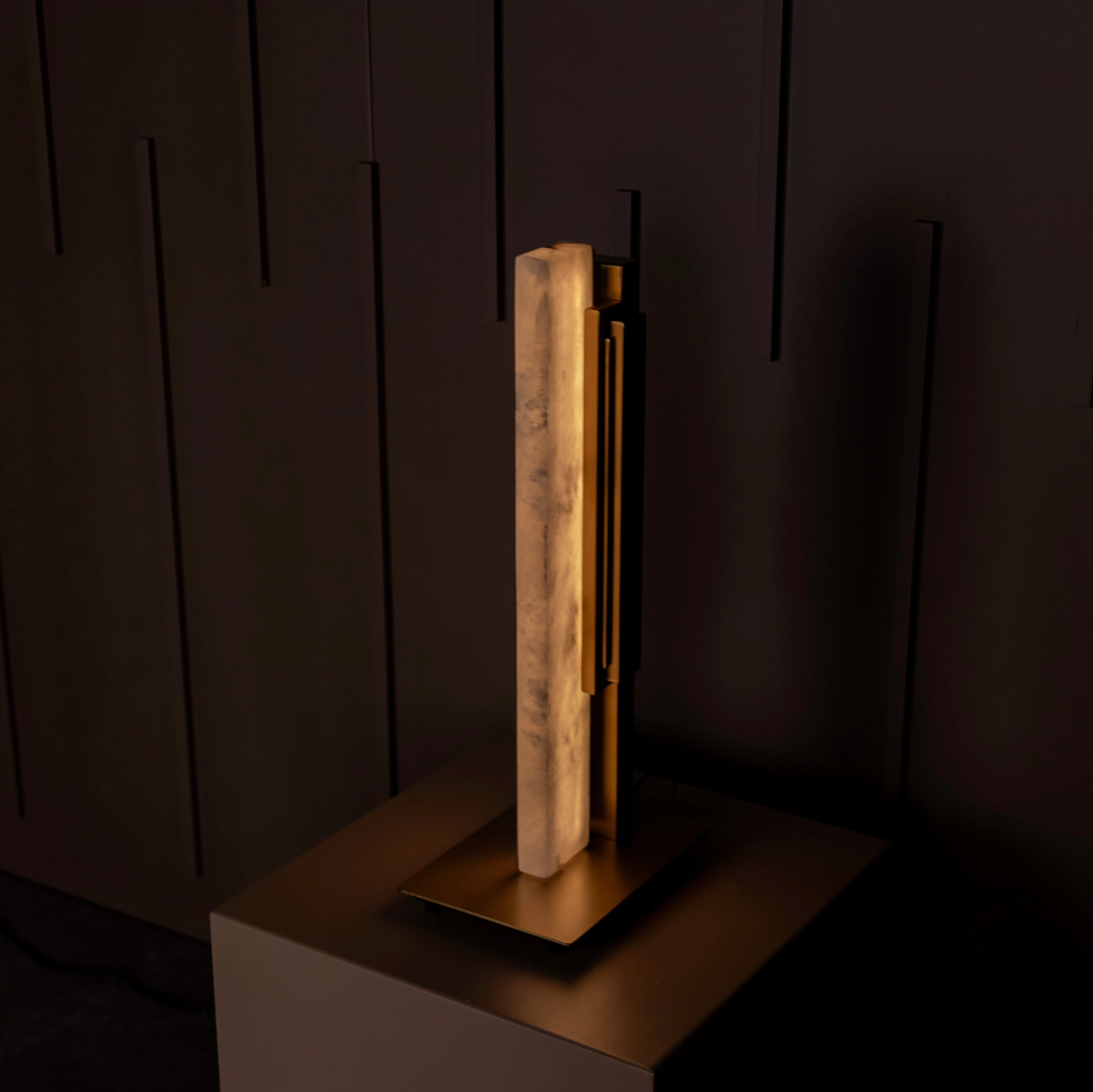Modern table lamp with a unique design on a dark background