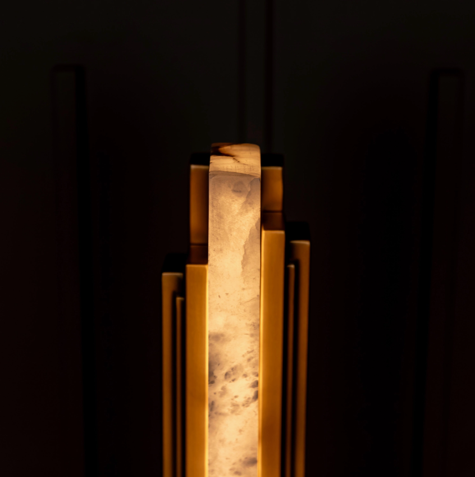 Decorative lamp with a textured design on a dark background
