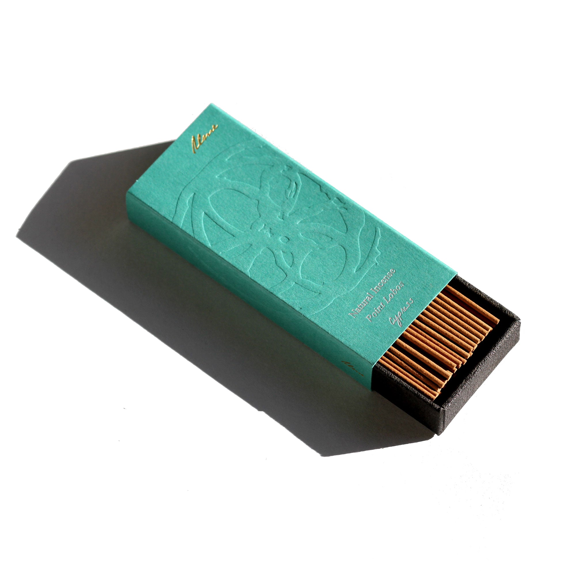 Teal lighter with brand name on a white background