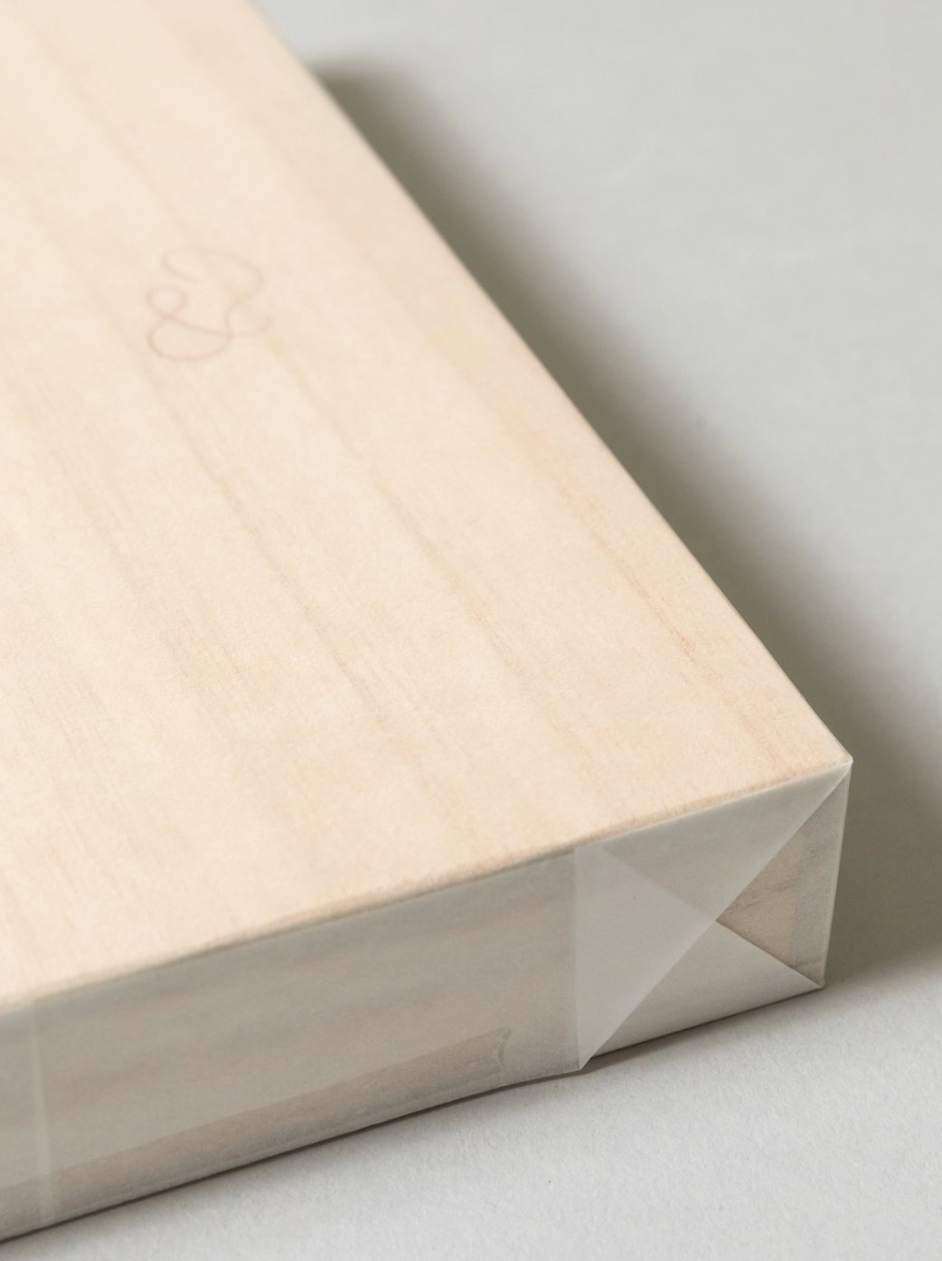 Close-up of a beige mattress corner on a light gray background