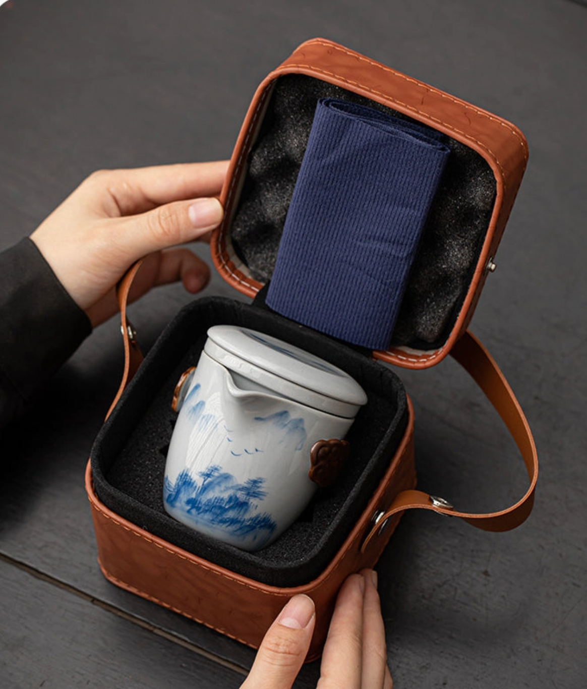 Hand-Painted Travel Teapot Gaiwan Set