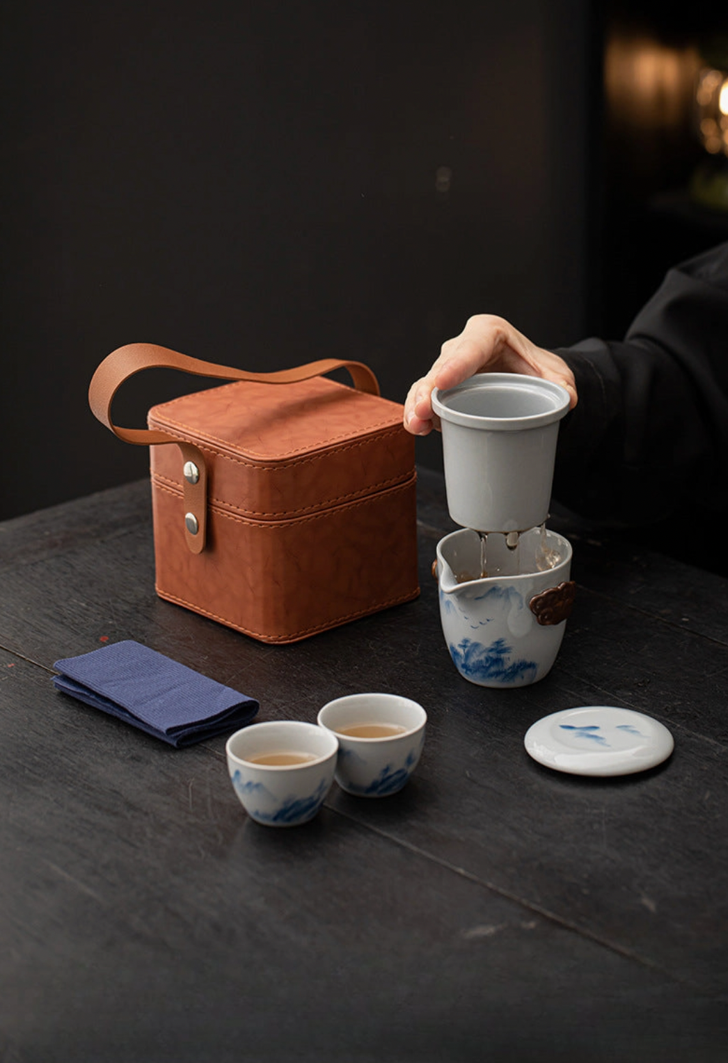 Hand-Painted Travel Teapot Gaiwan Set