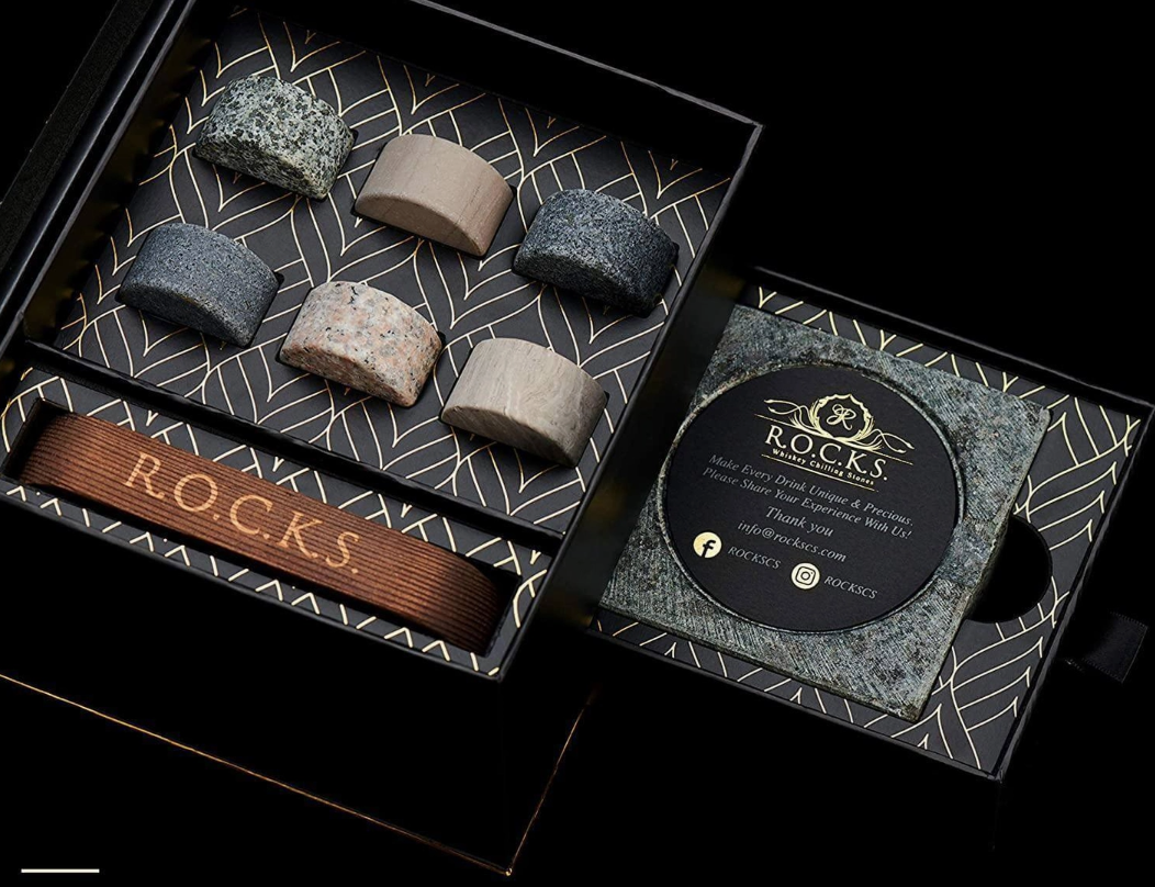 Set of stones in a decorative box with 'R.O.C.K.S.' branding.