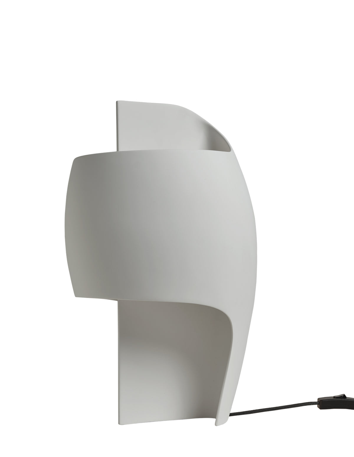 Modern wall lamp with a curved design on a white background