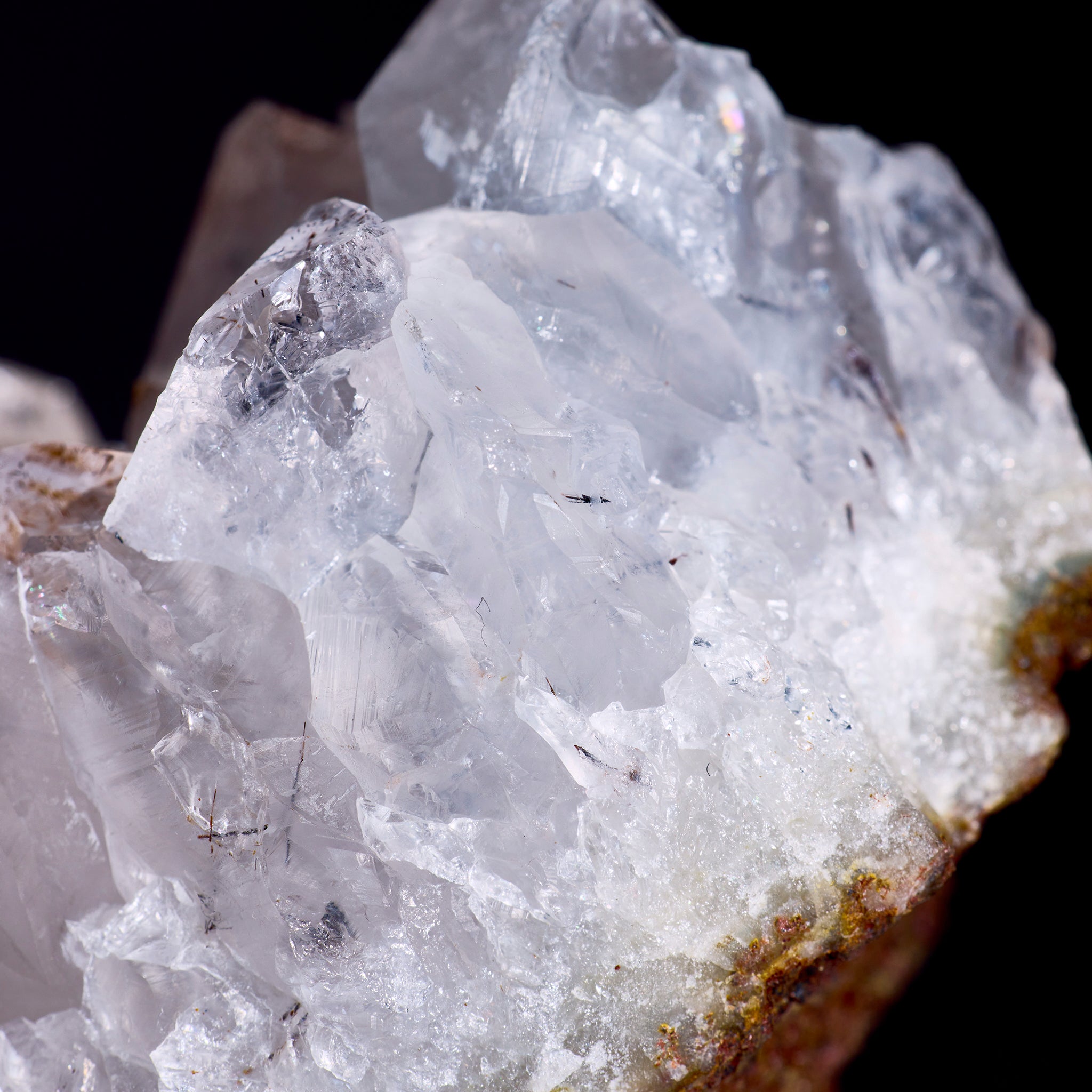 Close-up of a crystal formation on a dark background