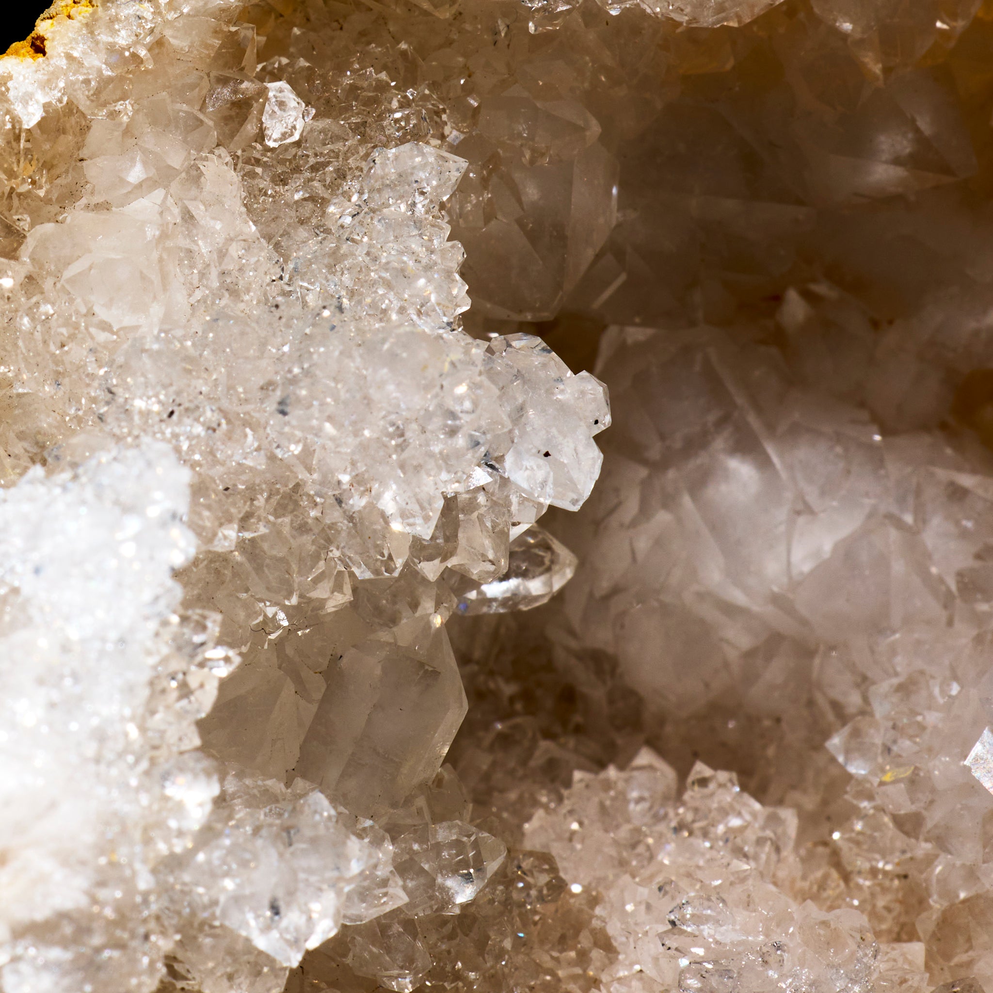Close-up of crystal formations in a natural rock setting